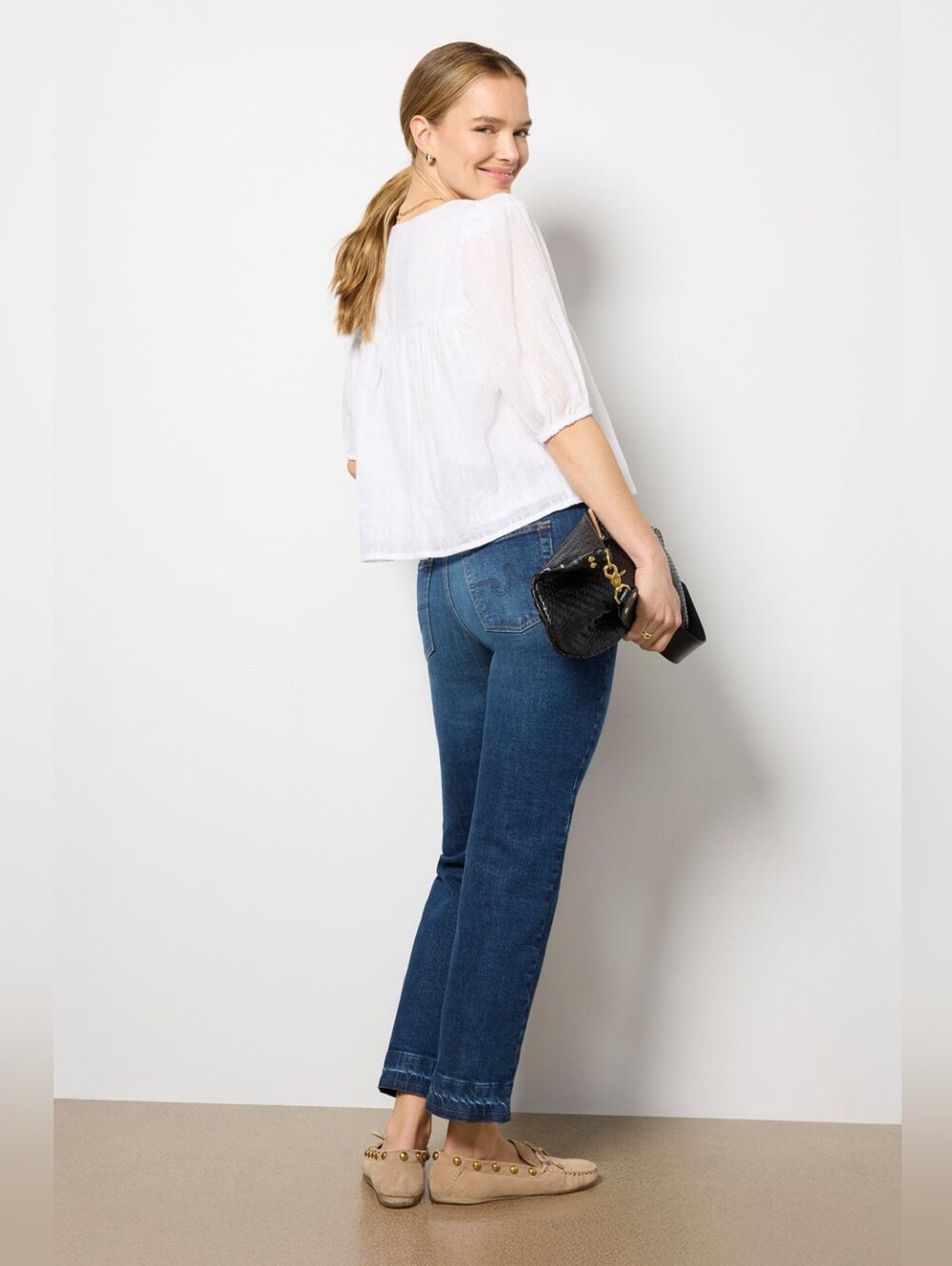 AG Adriano Goldschmied Women’s Straight Leg Jeans in Medium Blue
